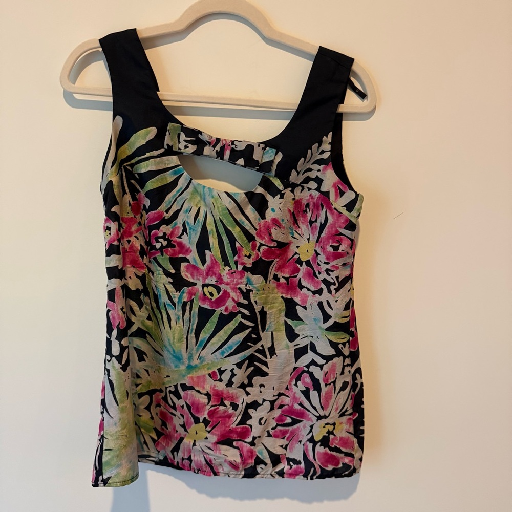 Nanette Lepore Floral Tank Top - Black, Pink, Green